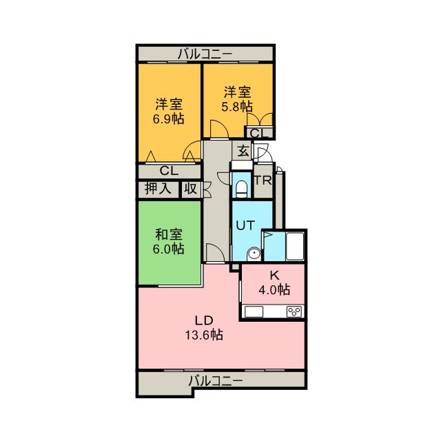 カーサグランテージA棟(3LDK/4階)の間取り写真