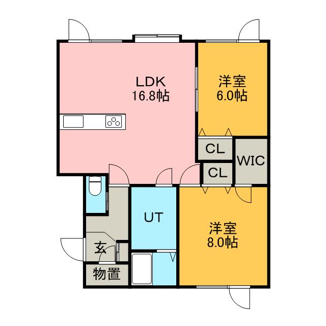 ピトレスクⅢ(2LDK/2階)の間取り写真