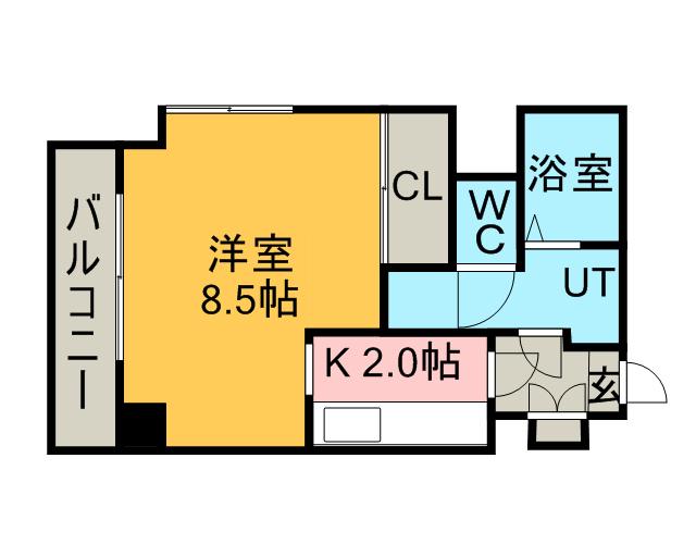 デュオヴェール(1K/2階)の間取り写真