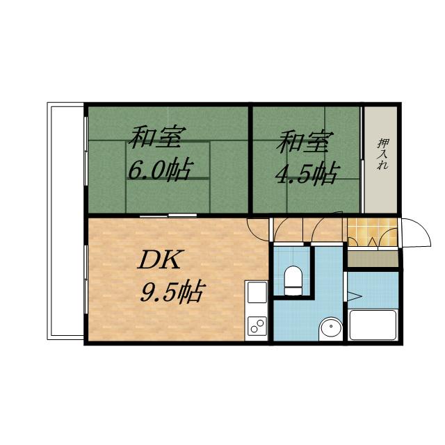 第2エクセルナガタ(2DK/11階)の間取り写真