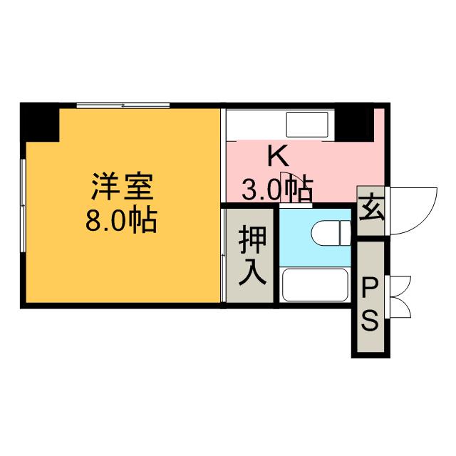 三共ハイツ(1K/6階)の間取り写真