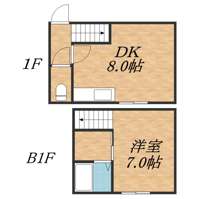 ハーモニー北18条(1DK/2階)の間取り写真