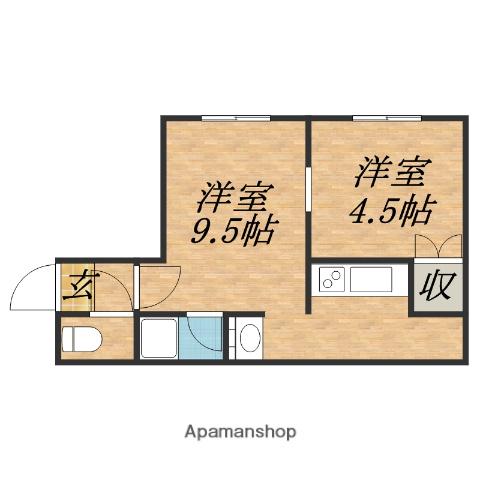 夢ハウス(1DK/2階)の間取り写真