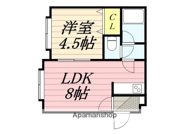 札幌市東豊線 東区役所前駅 徒歩6分 3階建 築25年(1LDK/2階)の間取り写真