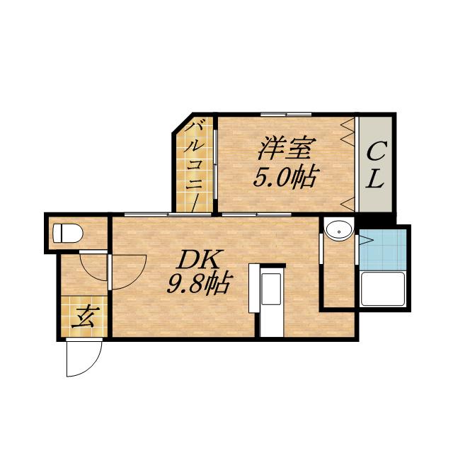 エルミタージュ(1DK/2階)の間取り写真