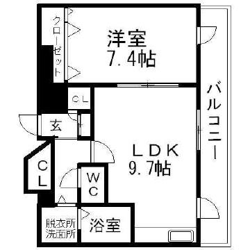 エスパス元町(1LDK/3階)の間取り写真