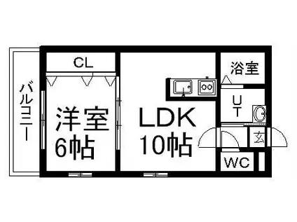 クリステル東札幌(1LDK/2階)の間取り写真