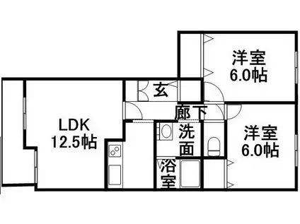 エミール大屋(2LDK/2階)の間取り写真