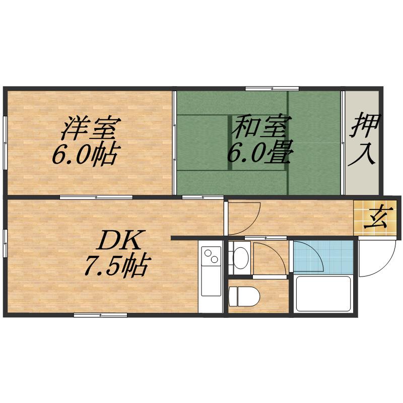 ファミールモリ(2DK/1階)の間取り写真