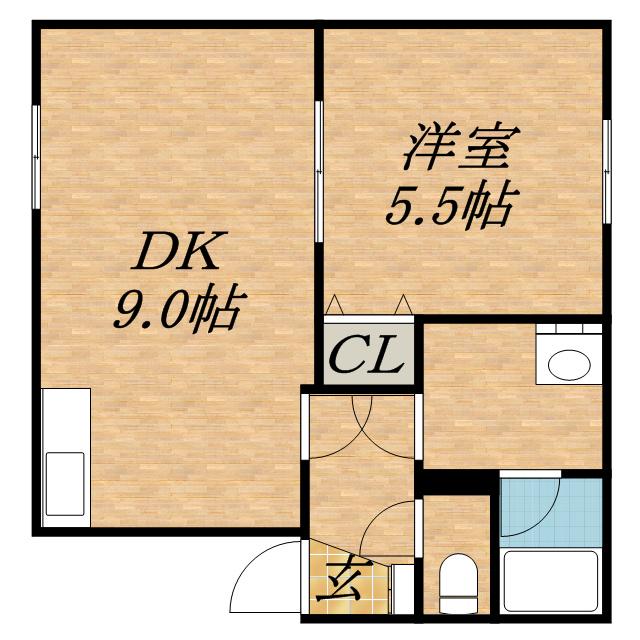 小室マンション(1LDK/2階)の間取り写真