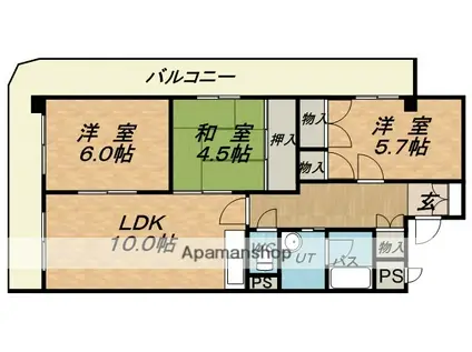 月寒パークハイツ(3LDK/5階)の間取り写真