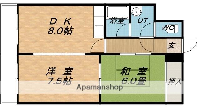 パサージュ月寒中央(2DK/2階)の間取り写真