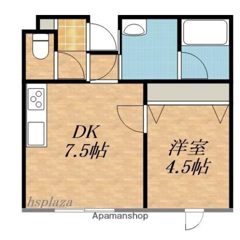 マンションエムツー(1DK/2階)の間取り写真