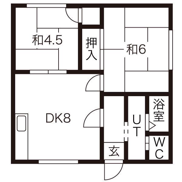 樋口ハイツA(2DK/1階)の間取り写真