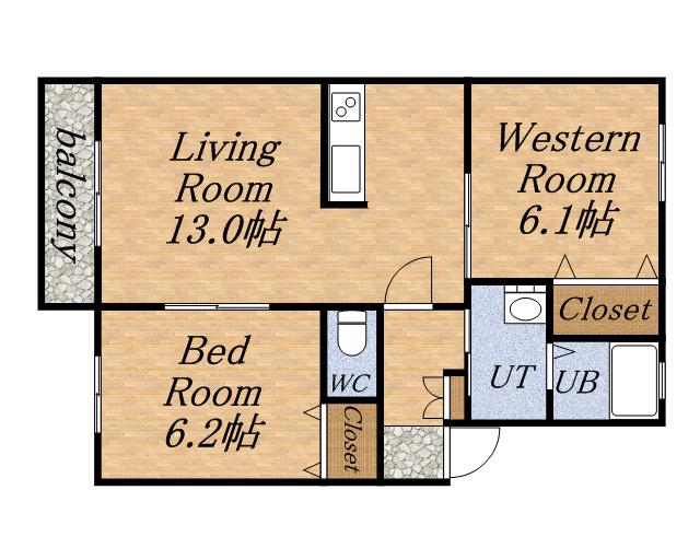 グリーンパークB(2LDK/2階)の間取り写真