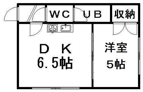 グランドール鈴木(1DK/2階)の間取り写真
