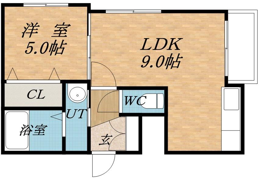 グランディール月寒2-6(1DK/2階)の間取り写真