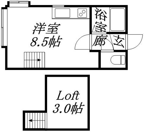 TMS平岸(ワンルーム/3階)の間取り写真