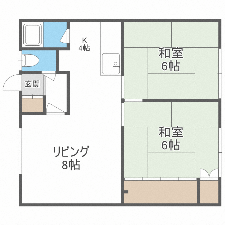 高野ハイツ(2LDK/1階)の間取り写真