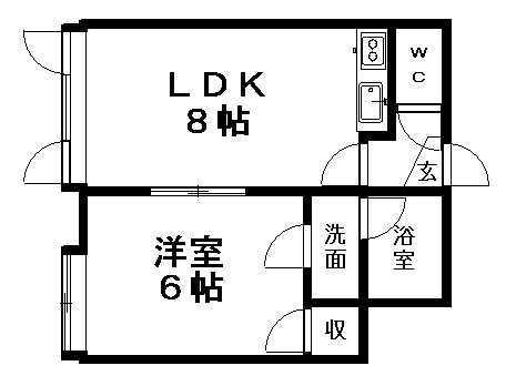 エミネンス月寒東111(1DK/2階)の間取り写真