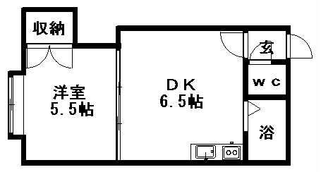 クルーズハウス平岸(1DK/3階)の間取り写真