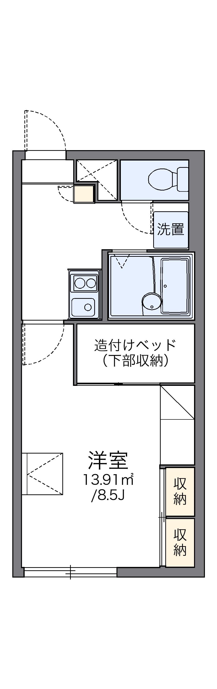 レオパレスアークスENIWA(1K/2階)の間取り写真