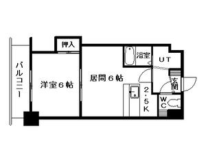 フェアフィールド菊水(1DK/6階)の間取り写真