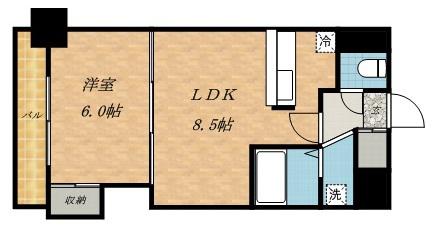 フェアフィールド菊水(1DK/9階)の間取り写真