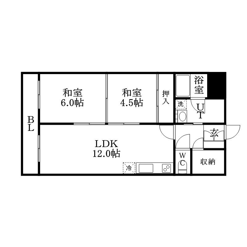 アポロビル(2LDK/3階)の間取り写真