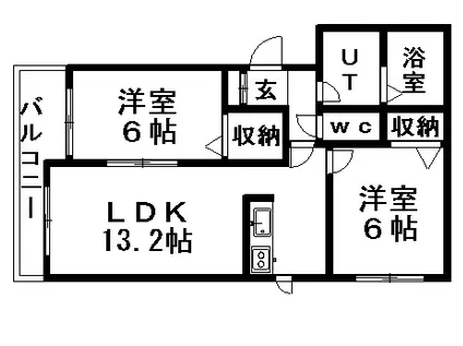 LA・FORCE(2LDK/2階)の間取り写真