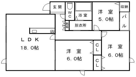 ハイツブラウンⅡ(3LDK/1階)の間取り写真