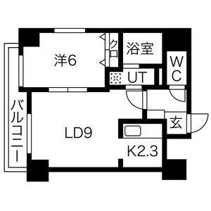 パーチェ豊平公園(1LDK/9階)の間取り写真