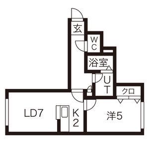 ドリームハウス月寒(1LDK/4階)の間取り写真