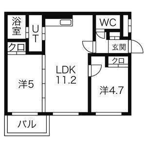 フォルトゥーナ学園前(2LDK/2階)の間取り写真