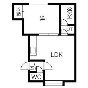 シャネル南郷(1LDK/3階)の間取り写真