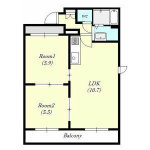 シティアドレ月寒公園(2LDK/4階)の間取り写真