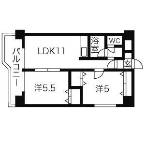 グランデース南郷(2DK/3階)の間取り写真