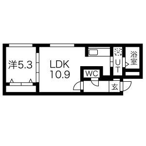 シティコート豊平(1LDK/4階)の間取り写真