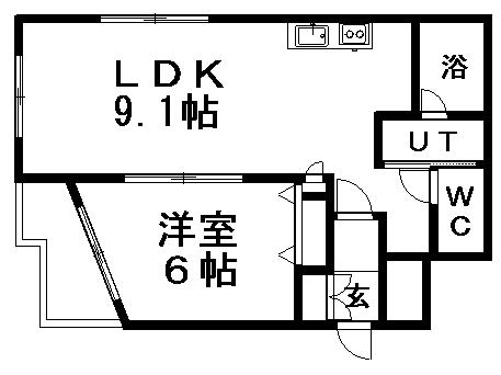 COG福住(1LDK/2階)の間取り写真