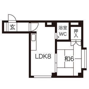 シティハウス月寒(1LDK/1階)の間取り写真
