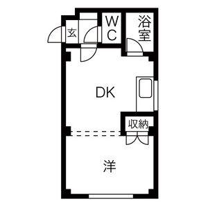 ローヤルハイツ中の島 A棟(1DK/3階)の間取り写真