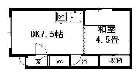 コーポグリーンピジョン(1DK/3階)の間取り写真