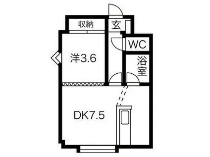 ハピネス21(1DK/4階)の間取り写真