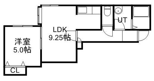 メイプル北郷(1LDK/2階)の間取り写真