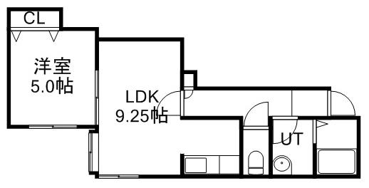 ビーブルー(1LDK/1階)の間取り写真