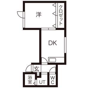 MSコート月寒(1DK/3階)の間取り写真