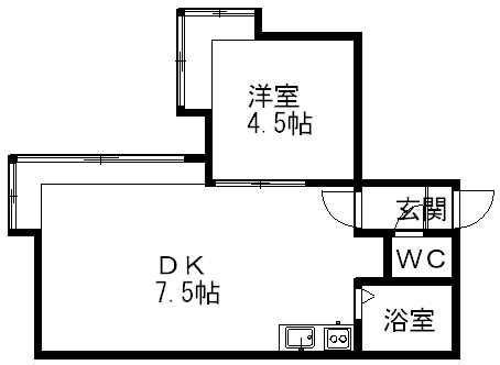 プルミエール平岸(1DK/1階)の間取り写真