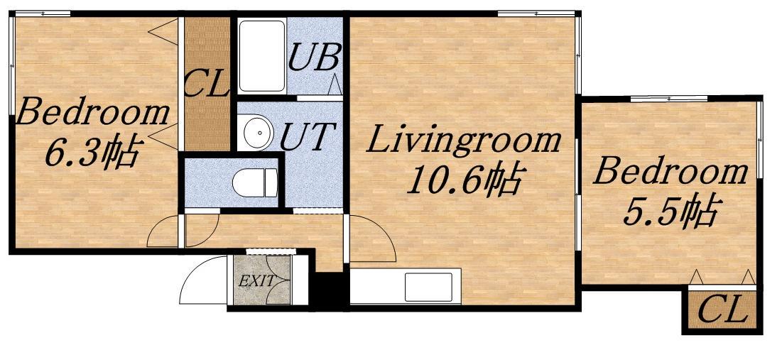 メゾンド北郷Ⅲ(2LDK/1階)の間取り写真