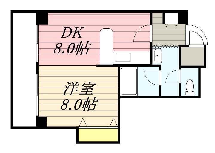 ハイフィールド89(1DK/4階)の間取り写真
