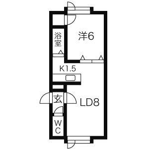 スペース17(1DK/2階)の間取り写真